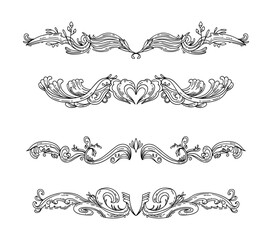 Hand drawn engraving ornaments collection