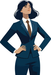 a person in a power pose, standing with hands on hips, chin slightly raised, and a subtle smile that conveys confidence.
