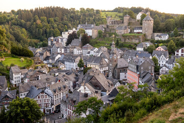 Obraz premium Aerial view of Monschau scenic resort town in Germany
