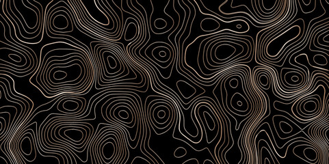 Abstract gradient multicolor on black background with Topographic line map pattern, Topographic map lines, contour background, wavy and curved lines background, Geographic map.	