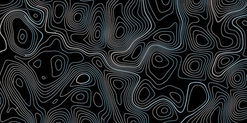 Fototapeta premium Abstract gradient multicolor on black background with Topographic line map pattern, Topographic map lines, contour background, wavy and curved lines background, Geographic map. 