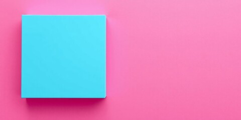 Fototapeta premium pink cube standing out against red blue pink wall, unique, abstract