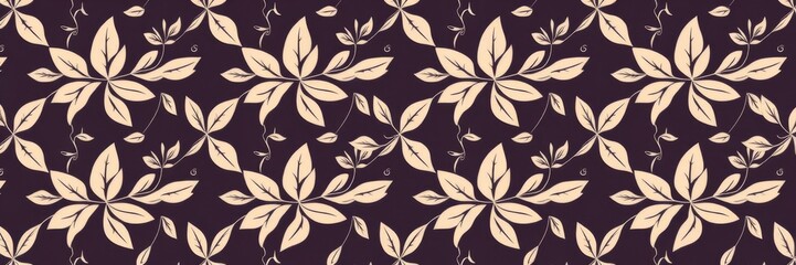 Seamless pattern with elegant floral ornaments and stylized leaves in a vector repeating texture, floral, pattern