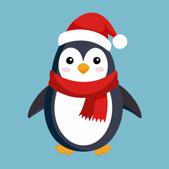 christmas penguin with santa hat