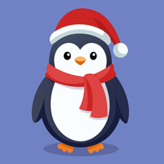 penguin with christmas hat
