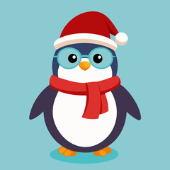christmas penguin with santa hat