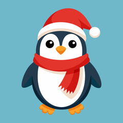 christmas penguin with santa hat