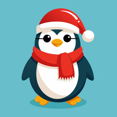 penguin in santa claus hat