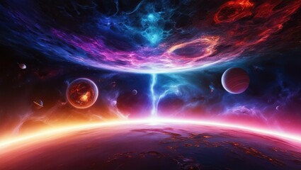 Fototapeta premium Cosmic Energy Burst: Stunning Nebula Explosion in Deep Space