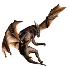 3D Rendering Fairy Tale Dragon on White