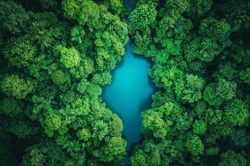 Aerial View of Lush Green Jungle Canopy