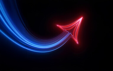 A red arrow with a glowing blue tail streaks across a black background.