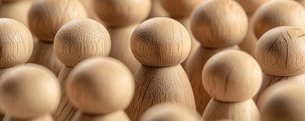 Fototapeta premium Embracing Diversity 18 Rustic Wooden Dolls Symbolizing Respect and Inclusivity - Promoting Social Justice through Art and Unity