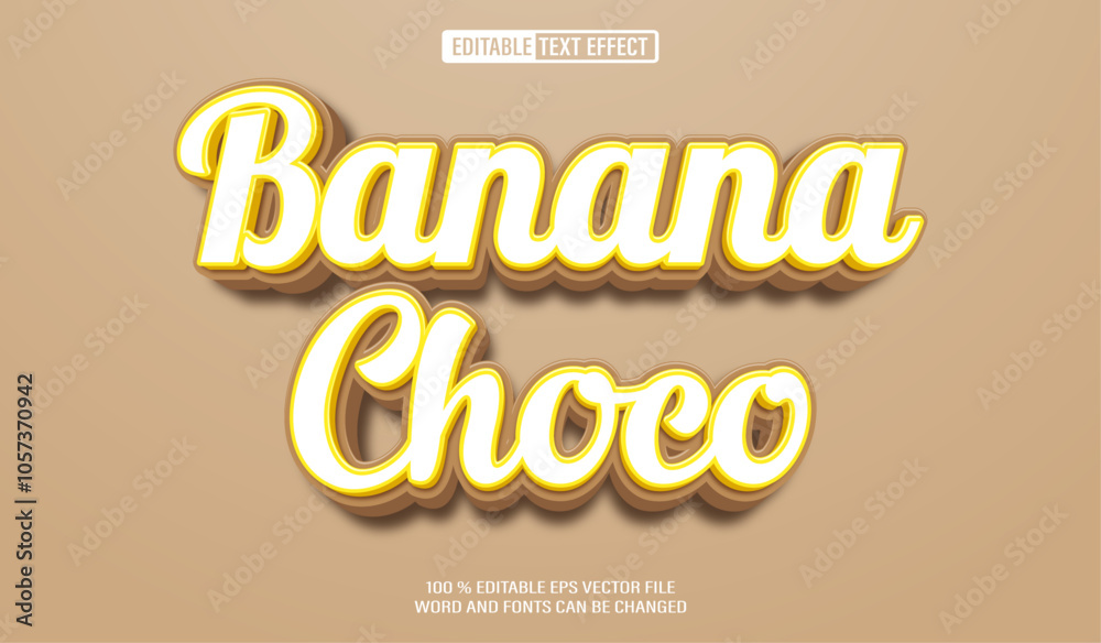 Poster editable 3d text style effect - banana choco text effect template