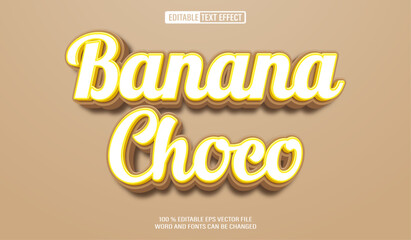 Editable 3d text style effect - Banana Choco text effect Template