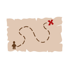 Pirate map with treasure mark. Vector simple design for children background