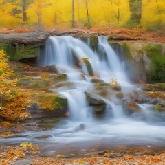 Obraz premium forest waterfall in in the woods during autumn