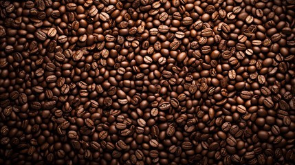 
n overhead, photorealistic shot of a vast sea of coffee beans. The beans are rich brown, each with distinct textures, curves, and slight imperfections, adding realism to the scene.