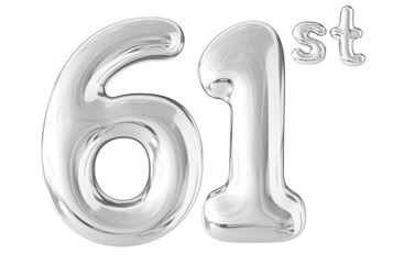 61st Year Anniversary Silver Number Bubble