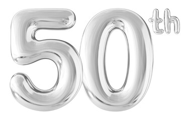 Fototapeta premium 50th Year Anniversary Silver Number Bubble