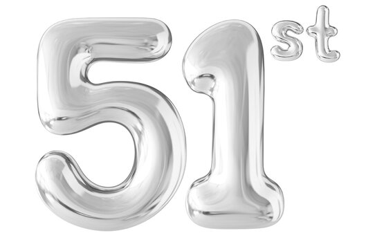 51st Year Anniversary Silver Number Bubble