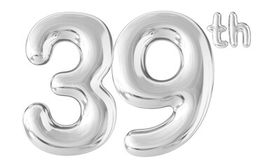 39th Year Anniversary Silver Number Bubble