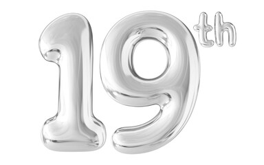 19th Year Anniversary Silver Number Bubble