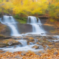 Obraz premium forest waterfall in in the woods during autumn