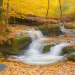 forest waterfall in in the woods during autumn