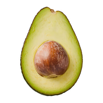 recommend clip art: Green avocado half with brown seed healthy food fresh produce organic  