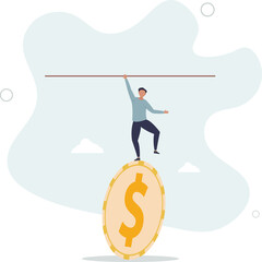 Financial and business risk, banking loan and debt risk, stability or balance of economics and investment or risk for losing job concept.flat characters.