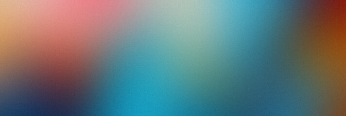 Abstract noisy gradient background of multicolored pastel turquoise orange colors. Color palette, colorful pattern with a soft noise effect. Holographic blurred grainy gradient banner texture