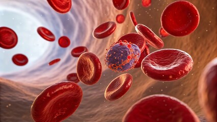 Fototapeta premium Hemoglobin Molecules in Red Blood Cells - Close-Up of Blood Components for Scientific Exploration