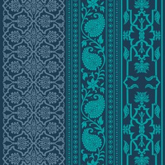 wedding card design, traditional paisley floral pattern , royal India	