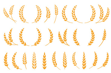 Wheat spikes, barley sheaf with grain set