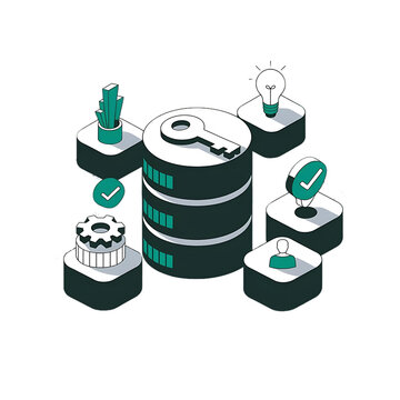 isometric database key idea concept clip art preview