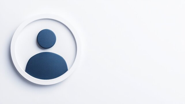 A minimalist icon of a person created with textured blue materials against a clean, white background.