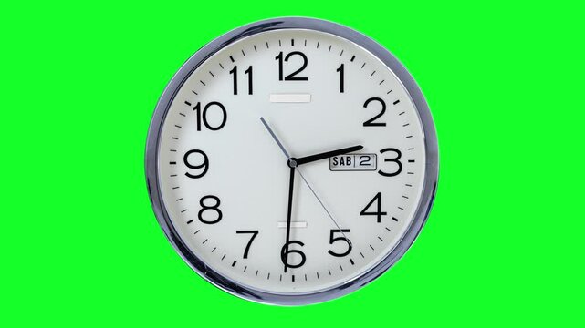 Retro analogue clock on green screen 