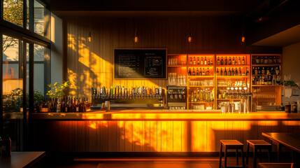 Bar interior, evening light