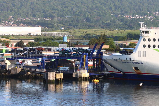 Stena Embla unloading in the early morning at the Port of Belfast, Northern Ireland, UK