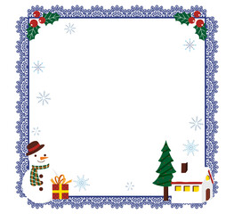 クリスマスのかわいいレース柄フレーム素材 スクエアフレーム