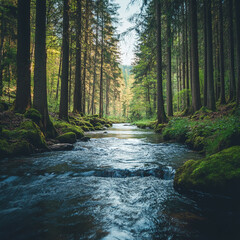 Obraz premium river in the forest