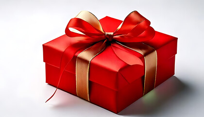 Obraz premium beautifully wrapped gift box red white background