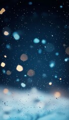 Fototapeta premium Snowfall Bokeh Effect. Blurred Winter Background With Falling Snowflakes. Snowy Night.