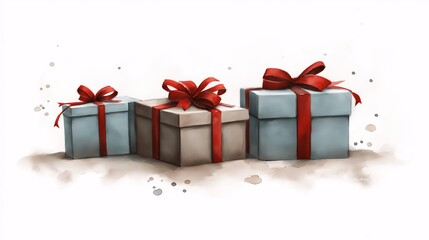 Obraz premium Colorful Gift Boxes with Red Ribbons Illustration
