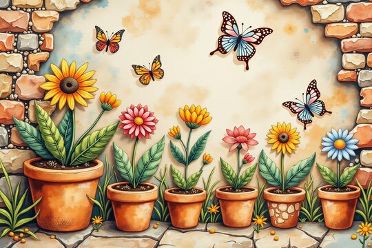 Ai vasi di fiori e farfalle 01