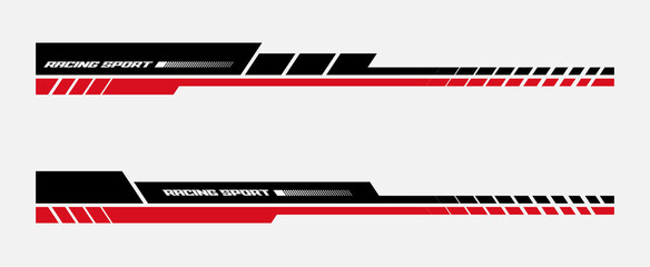 Set of simple car stripes. Car race stripes. Racing stripes sticker design. Graphic sport decal vinyl element. Automobile decoration. Racing design vector set
