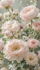 Obraz premium Close-Up of Pink and White Roses in Soft Romantic Bouquet