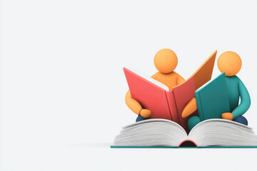 Fantasy Readers Immersed in Fiction, A captivating scene of individuals deeply engaged in various fantasy novels, exploring imaginative worlds.