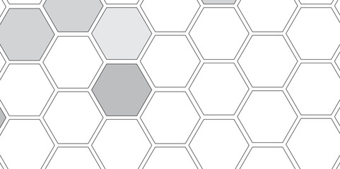 Vector geometric seamless texture symbol. Hexagon, bees hive cells pattern. Bee honey shapes. Abstract pattern with hexagonal white and gray technology line paper background.   Stylish grid texture. 
